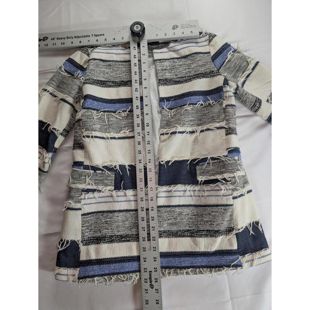 Zara Basic Fringed Textured Patchwork Blazer Jack… - image 5